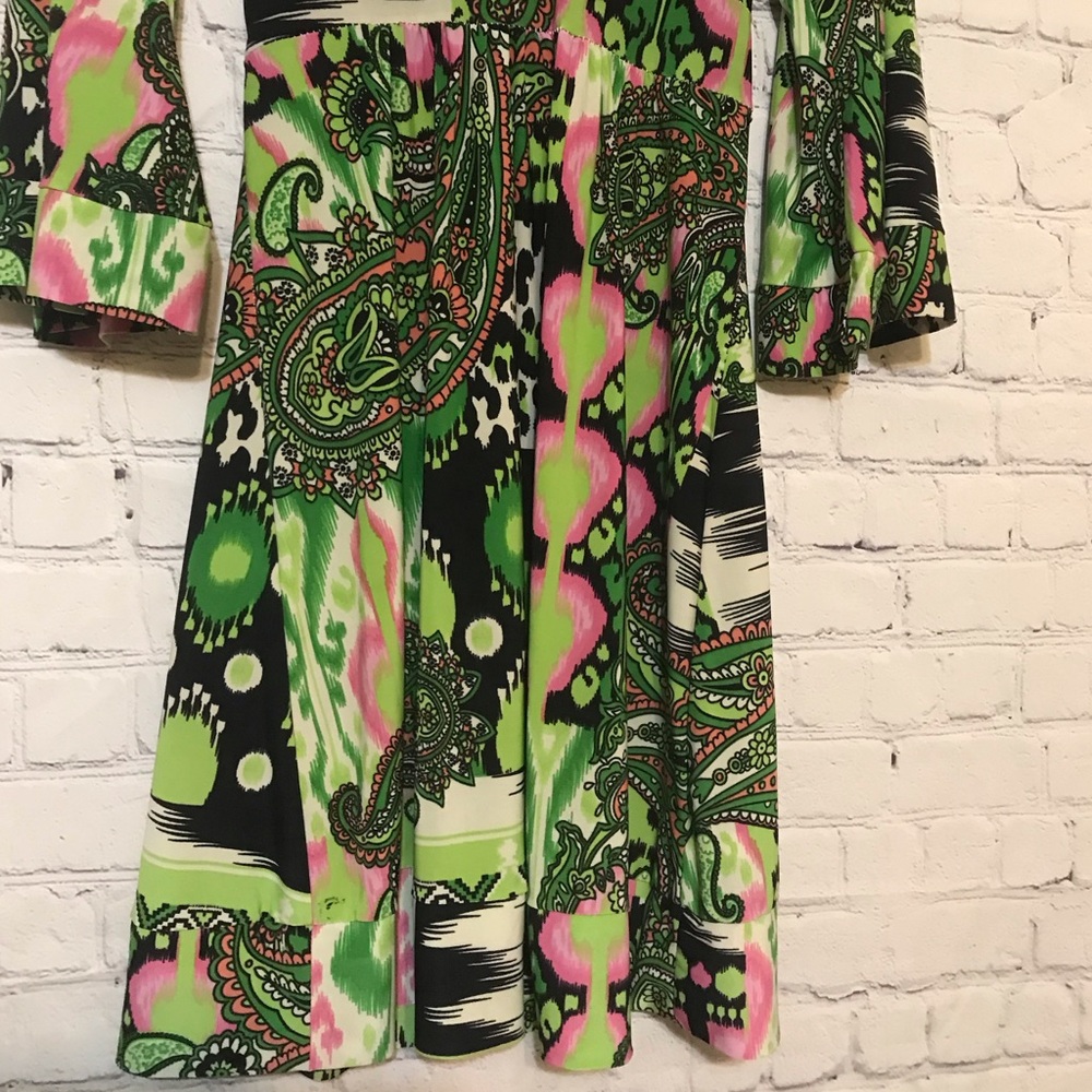 Cristinalove Green Pink Long Sleeve Dress - Picture 7 of 14